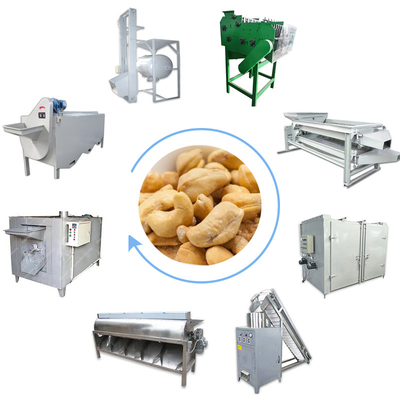 200kg Output Mesin Kacang Mete Tipe Kering Motor Mengupas Lini Produksi Makanan