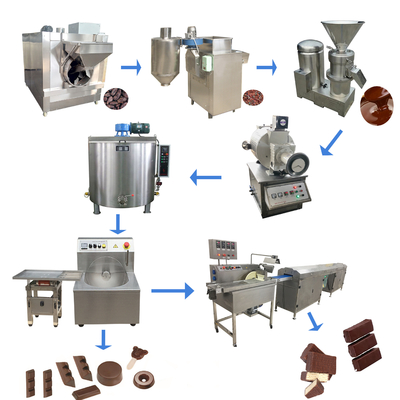 500kg / H Bean To Bar Chocolate Machine Grinding Cocoa Chocolate Processing Machinery