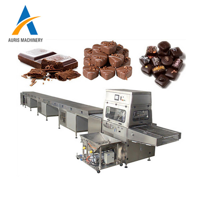 200kg 500kg kapasitas 200mm Chocolate Tempering Enrobing Machine Cool Tunnel