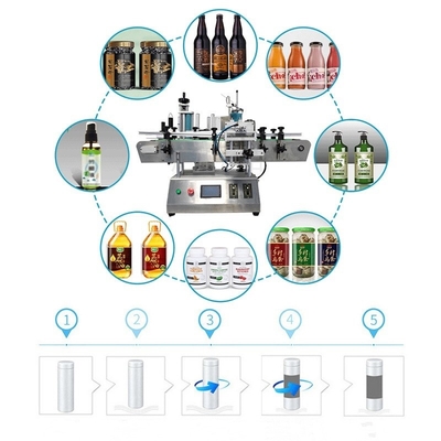 Mesin Pelabelan Stiker Botol Bulat Minyak Esensial Tipe Meja Otomatis
